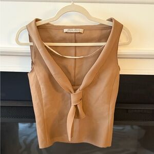 Miu Miu Camel Tie-Front Tank Top